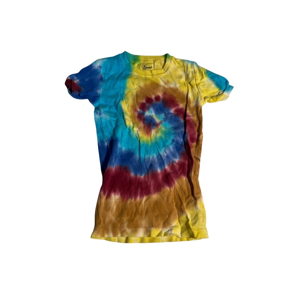 Leveret Kids Sz 6Y Short Sleeve Swirl Tie Dye Cotton Pajama Top Crewneck Cotton